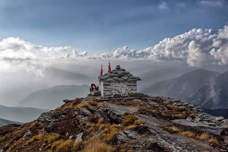 Snow-covered Himalayan peak during winter trek in India