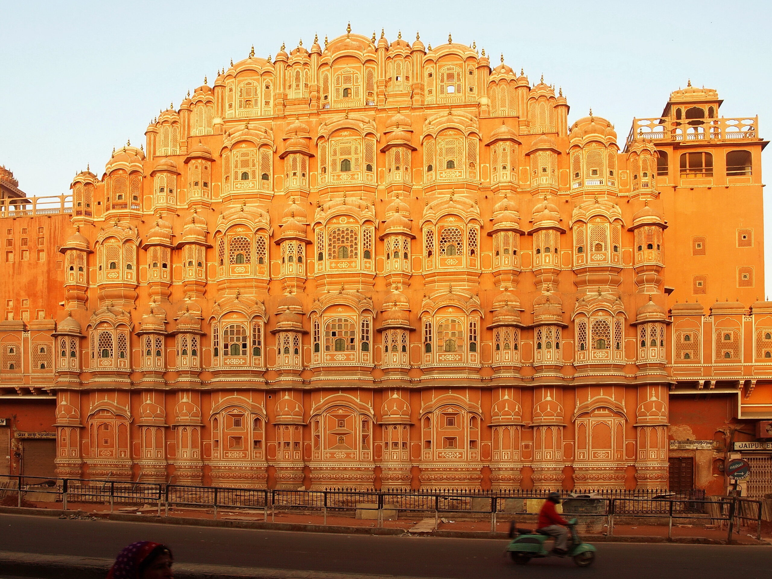 Hawa Mahal Jaipur sunrise view showcasing the iconic pink sandstone facade and intricate lattice windows