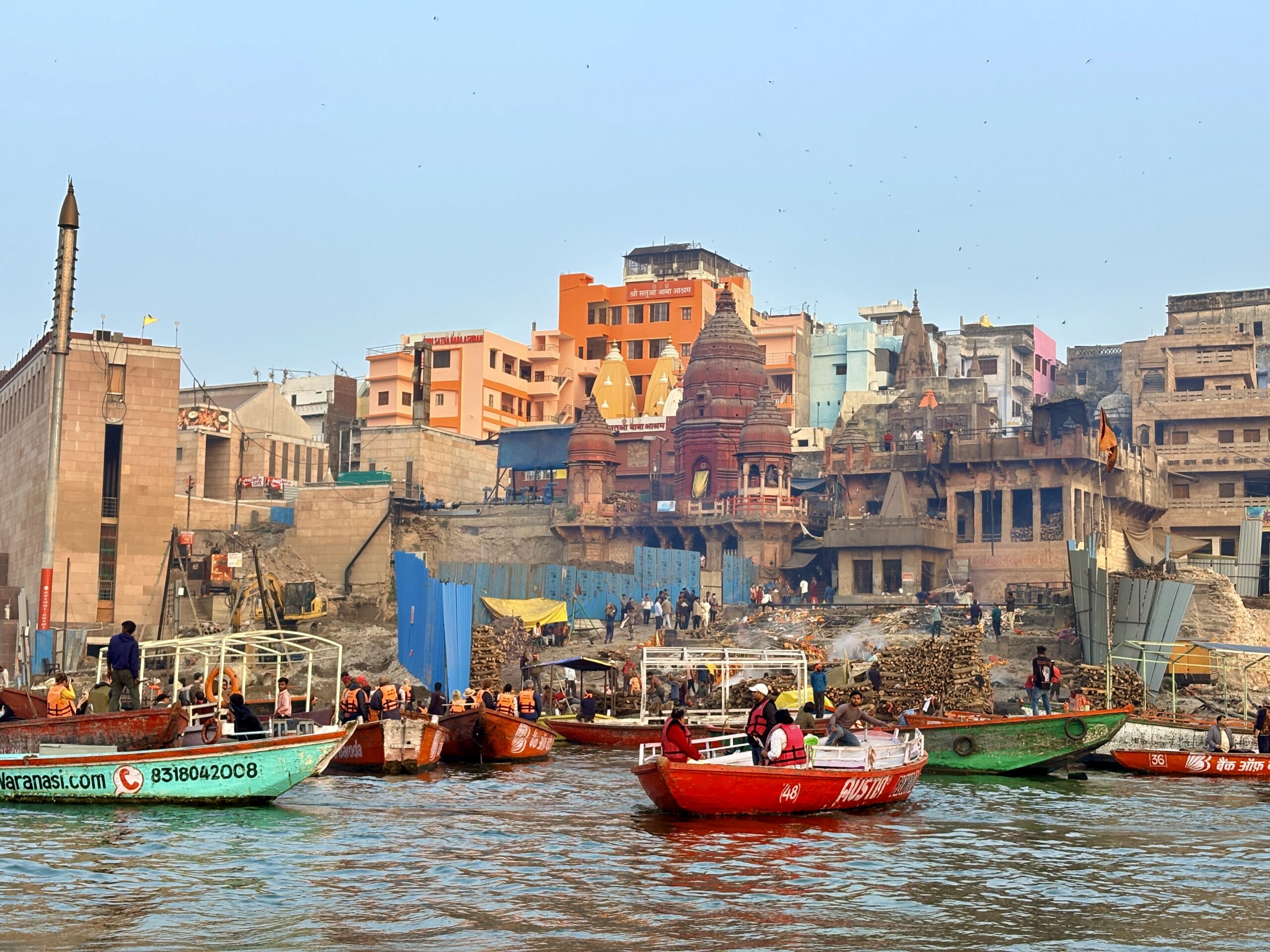Ganga riverfront and historic ghats in Varanasi during spiritual tour in India